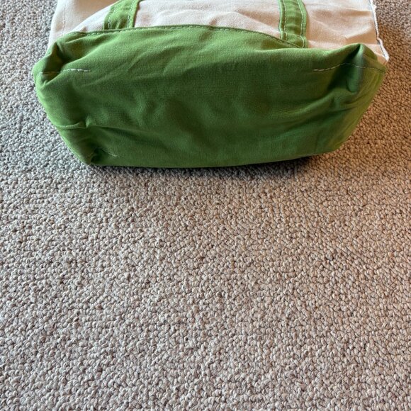 L.L. Bean Boat & Tote Medium Long Handle Spring Floral Green Canvas Bag Classic - Picture 10 of 12